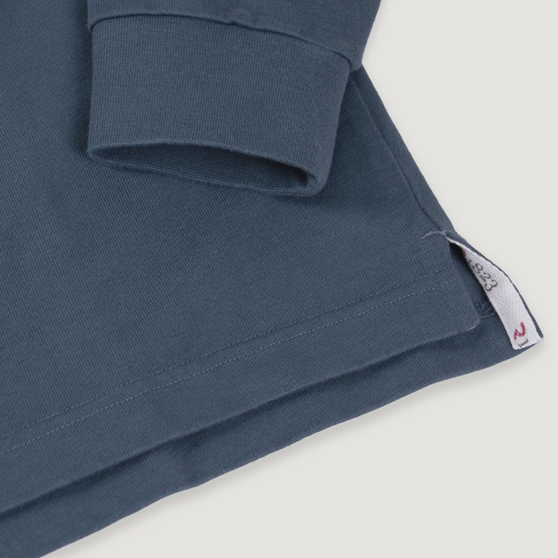Samoa 1924 Heritage Pure Cotton Rugby Shirt - Long Sleeve - Petrol Blue - Hem Close-up