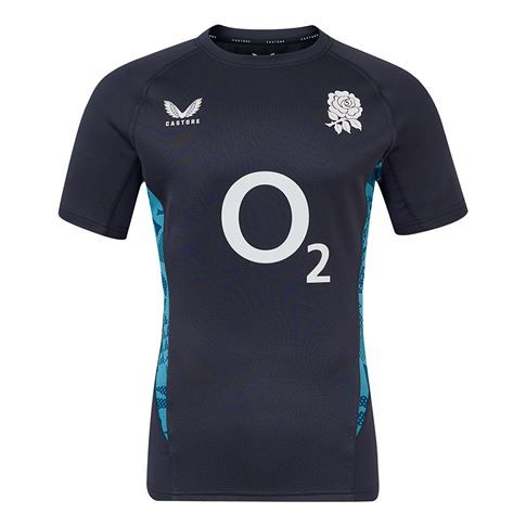 England Mens Contact Short Sleeve Training Jersey 25/26 Inkwell/Storm Blue - Front England Mens Contact Short Sleeve Training Jersey 25/26 Inkwell/Storm Blue - Front