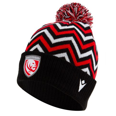 Gloucester Pom Pom Beanie Hat 25/26 Red - Front Gloucester Pom Pom Beanie Hat 25/26 Red - Front