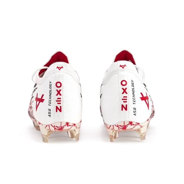 Oxen Adults Metasock Firm Ground Rugby Boots White:Red - Heel