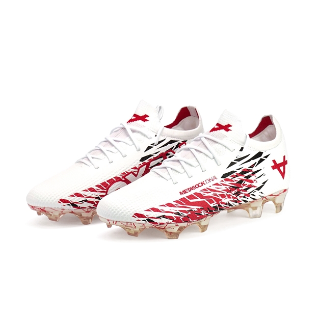 Oxen Adults Metasock Firm Ground Rugby Boots White:Red - Pair