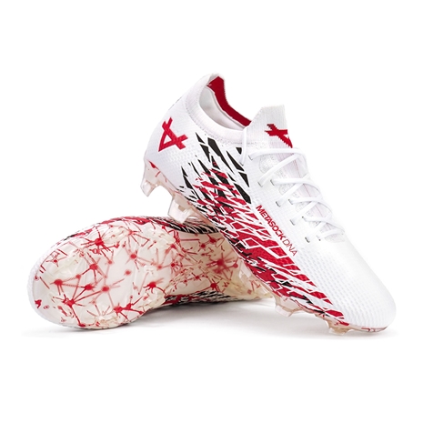 Oxen Kids Metasock Firm Ground Rugby Boots White/Red - Front