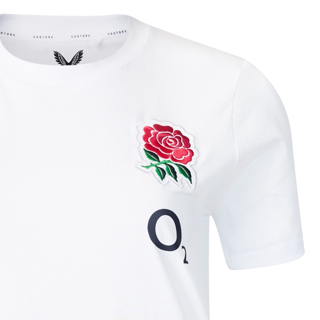 England Womens Off Pitch T-Shirt 26/27 Brilliant White - Rose