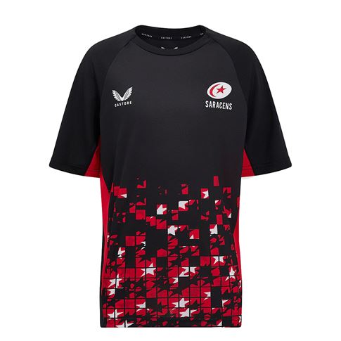 Saracens Junior Match Day T-Shirt 24/25 - Front Saracens Junior Match Day T-Shirt 24/25 - Front