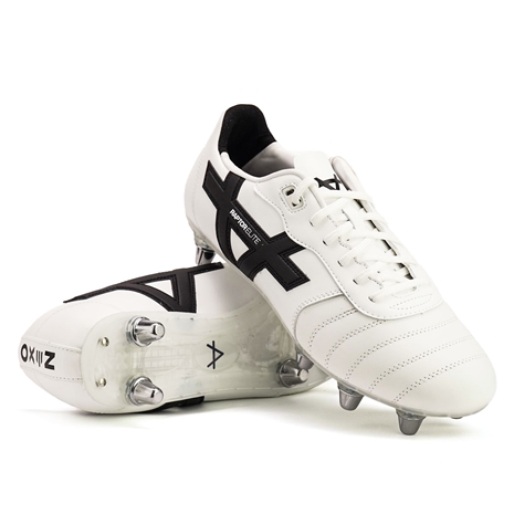Oxen Adults Raptor Elite 8 Stud Soft Ground Rugby Boots White - Front