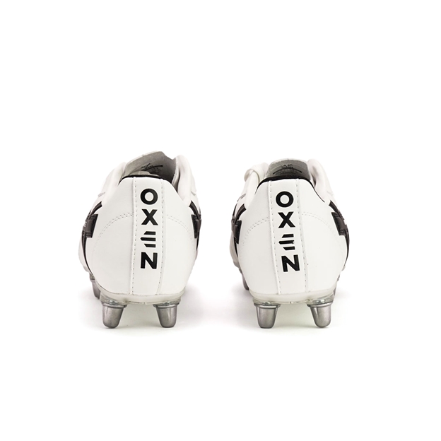 Oxen Adults Raptor Elite 8 Stud Soft Ground Rugby Boots White - Heel