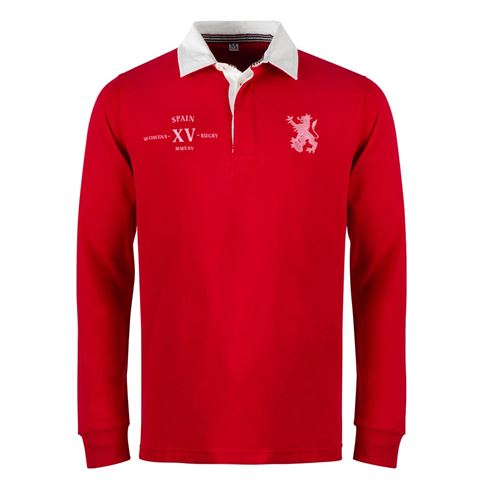 Womens World Cup Spain Adults Classic Heavyweight Rugby Shirt Red - Front Womens World Cup Spain Adults Classic Heavyweight Rugby Shirt Red - Front