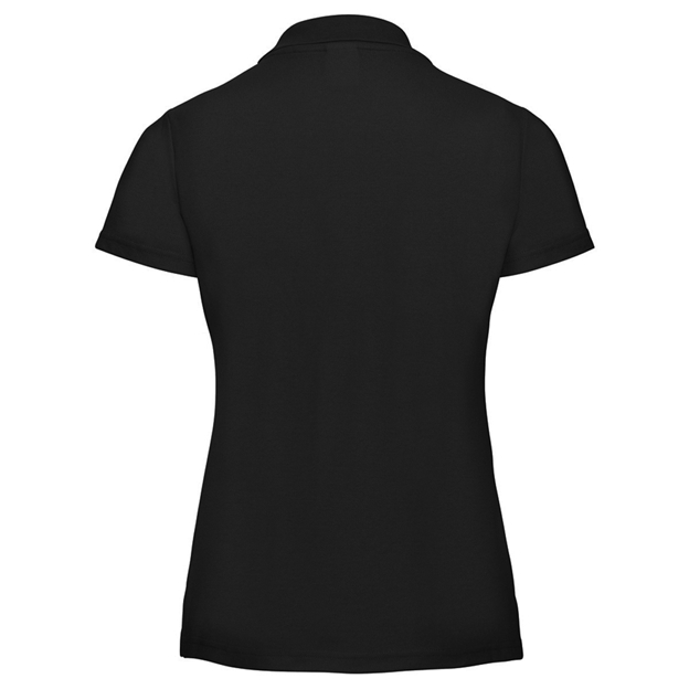 St Ronans Silver Band Womens Polo Shirt Black - Back View
