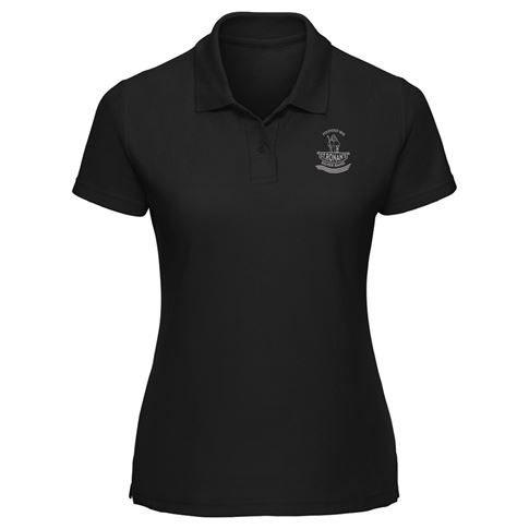 St Ronans Silver Band Mens Polo Shirt Black - Front View