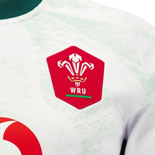 Wales Kids Away Rugby Shirt 26/27 Green - WRU Logo Close-up