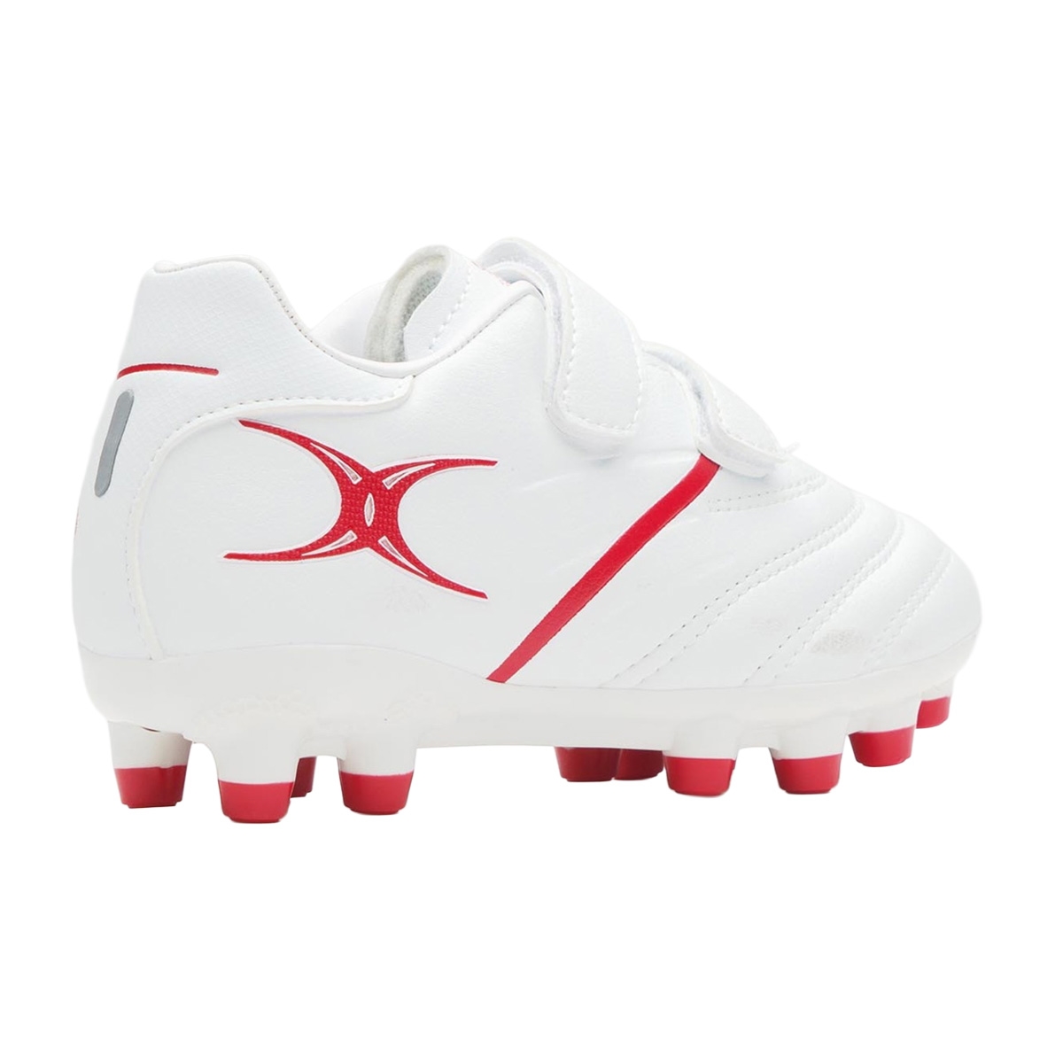 Gilbert Kids Sidestep X20 6 Stud Moulded Rugby Boots White Red gilbert-kids-sidestep-x20-6-stud-moulded-rugby-boots-white-red