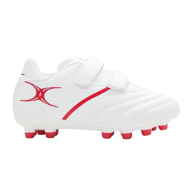 Gilbert Kids Sidestep X20 6 Stud Moulded Rugby Boots White - Outstep