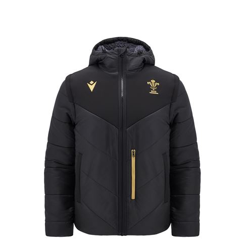 Wales Kids Padded Bomber Jacket - Black 2025 - Front Wales Kids Padded Bomber Jacket - Black 2025 - Front