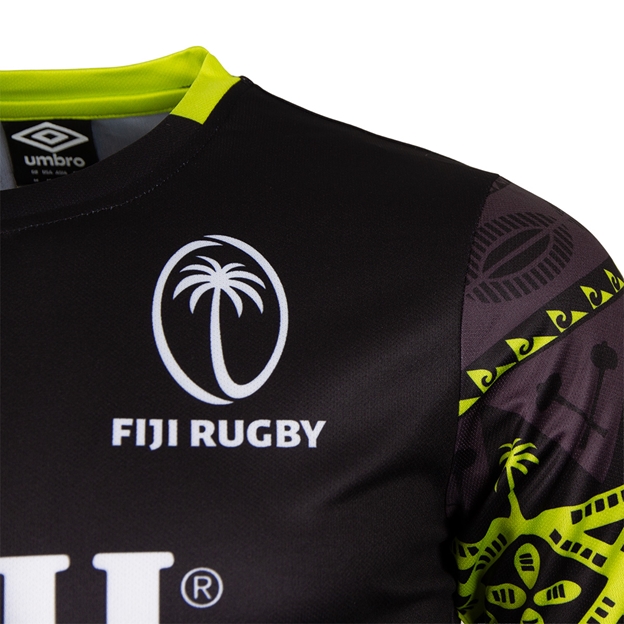 Fiji Mens Pre Match T-Shirt 26/27 Black - Fiji Rugby Close-up