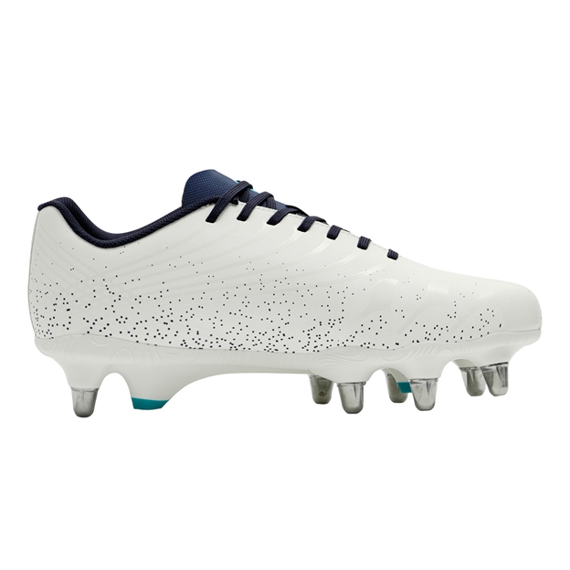 Canterbury Adults Stampede Groundbreak Team Soft Ground Rugby Boots White - Instep View