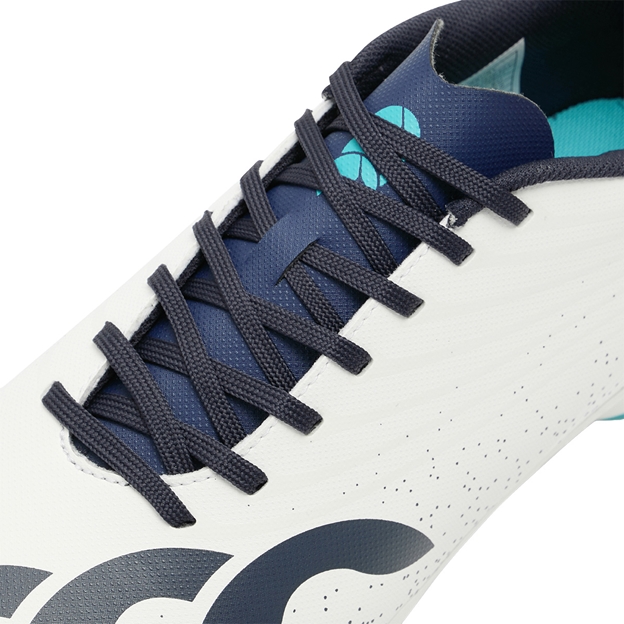 Canterbury Adults Stampede Groundbreak Team Soft Ground Rugby Boots White - Lacing Close-up