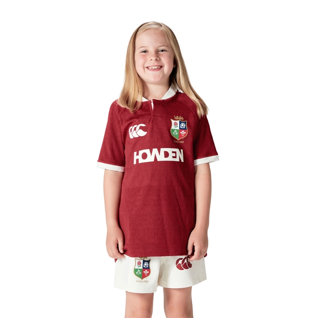 British and Irish Lions Junior Rugby Shirt Red - Model Front