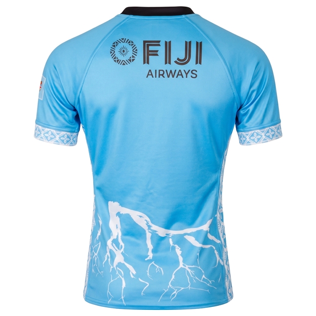Fiji Mens Away Rugby Shirt 26/27 Blue - Back View