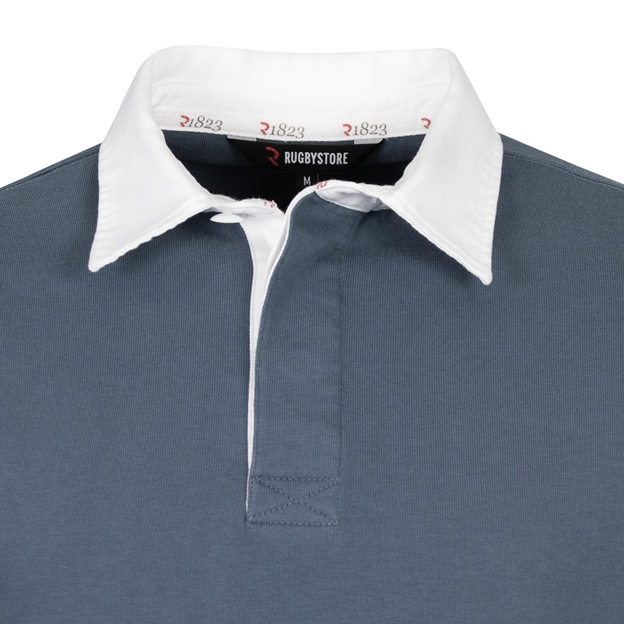 Rugby 1823 Adults Rugby Shirt Petrol Blue - Collar Close-up