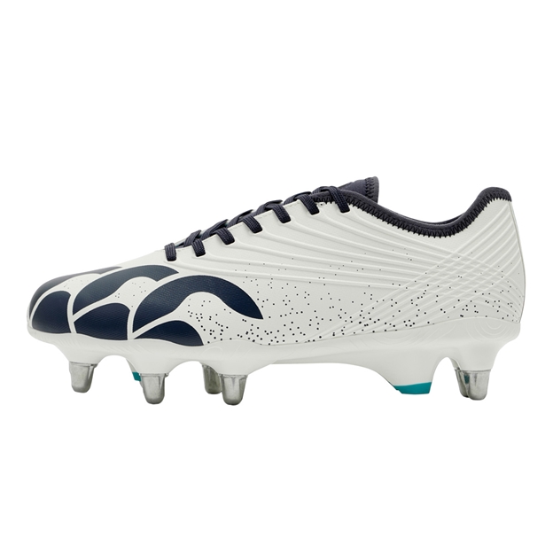 Canterbury Adults Stampede Groundbreak Pro Soft Ground Rugby Boots White - Outstep View