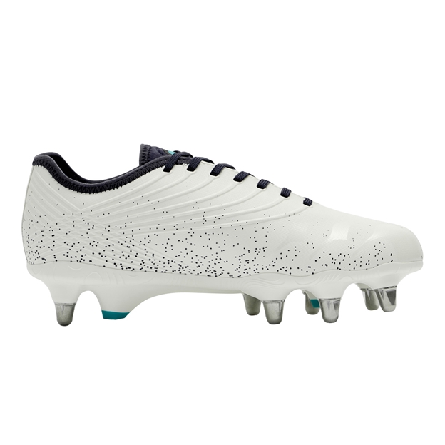 Canterbury Adults Stampede Groundbreak Pro Soft Ground Rugby Boots White - Instep View