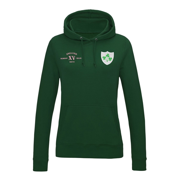 Ireland Womens Classic XV Hoodie Bottle Green - Front