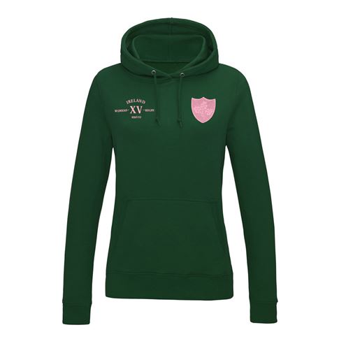 Womens World Cup Ireland Womens Classic Hoodie Bottle Green - Front Womens World Cup Ireland Womens Classic Hoodie Bottle Green - Front