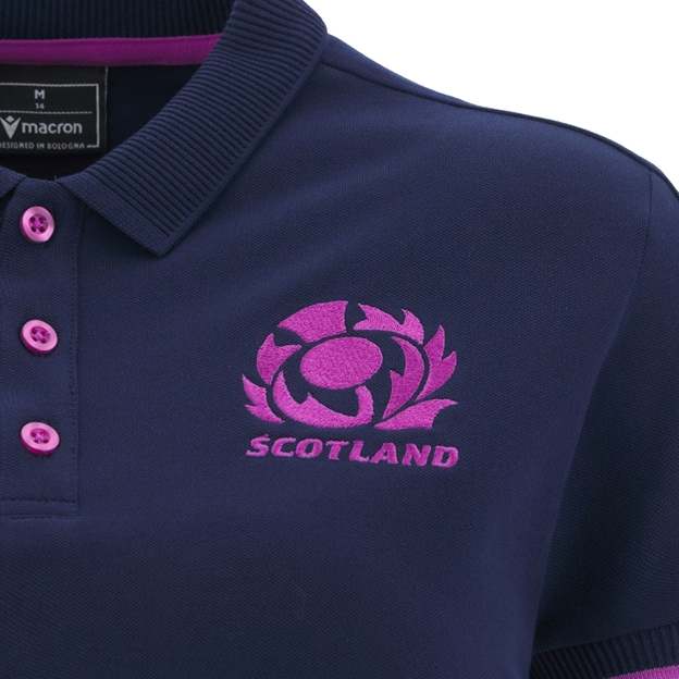 Scotland Womens Travel Polycotton Polo Shirt 25/26 - Navy/Purple