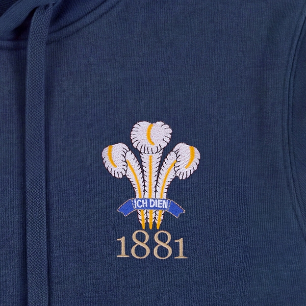 Wales 1881 Pure Cotton Hoodie - Petrol Blue