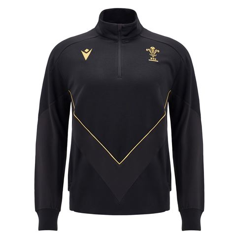 Wales Mens Travel 1/4 Zip Fleece - Black 2025 - Front Wales Mens Travel 1/4 Zip Fleece - Black 2025 - Front