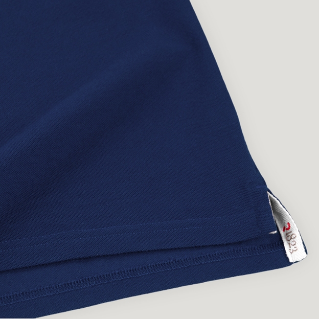 Scotland 1871 Adults Classic Cotton Polo Shirt Navy - Hem Tape Close-up