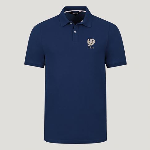 Scotland 1871 Adults Classic Cotton Polo Shirt Navy - Front View