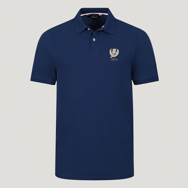 Scotland 1871 Adults Classic Cotton Polo Shirt Navy - Front View