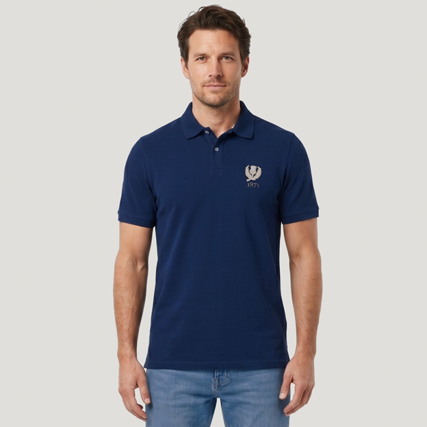 Scotland 1871 Heritage Pure Cotton Polo - Navy