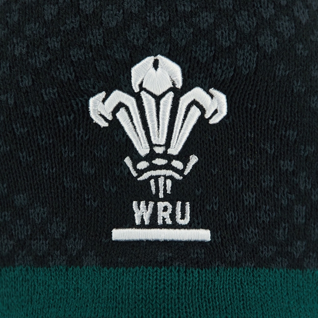 Wales Adults Beanie 26/27 Pantone Black - WRU Logo Close-up