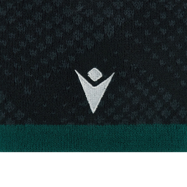 Wales Adults Beanie 26/27 Pantone Black - Macron Logo Close-up