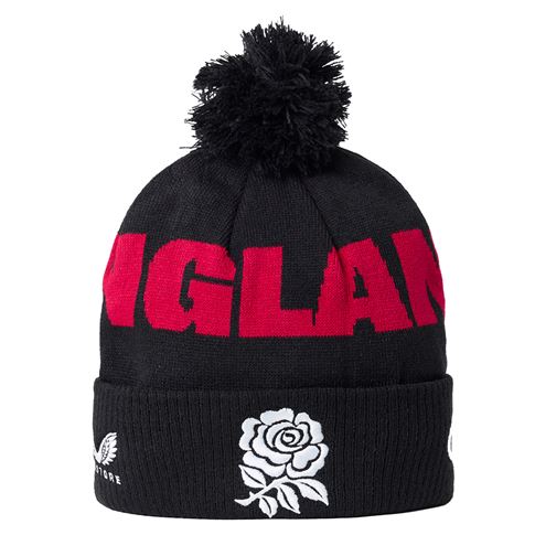 England Adults Bobble Beanie 26/27 Castore Black - Front View