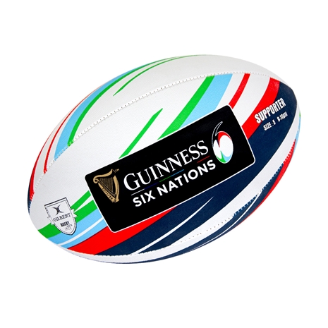 Gilbert Guinness 6 Nations Supporters Rugby Ball Size 5 - Front