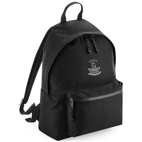 St Ronans Silver Band Backpack Black - Front View