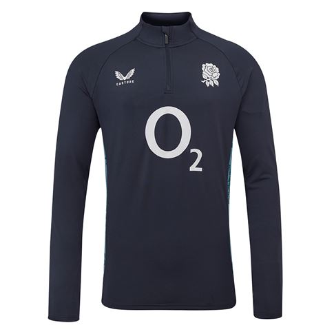 England Mens Performance Midlayer Top 25/26 Inkwell/Storm Blue - Front England Mens Performance Midlayer Top 25/26 Inkwell/Storm Blue - Front