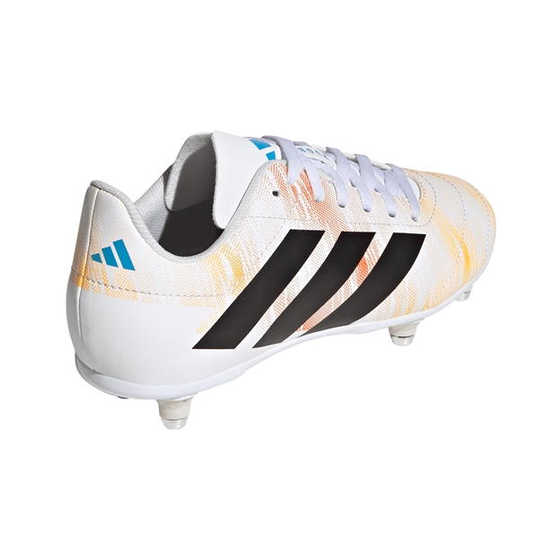 adidas Kids Team Soft Ground Rugby Boots White - Back View