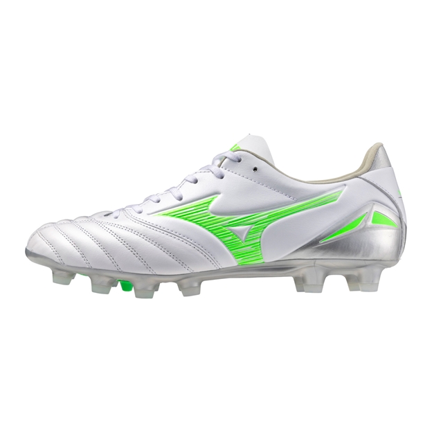 Mizuno Adults Morelia Neo IV Pro Firm Ground Rugby Boots White/Green - Instep