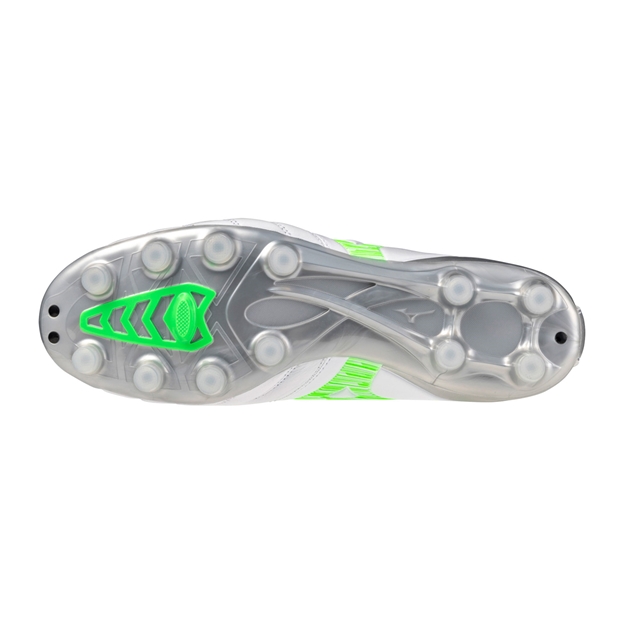 Mizuno Adults Morelia Neo IV Pro Firm Ground Rugby Boots White/Green - Soleplate