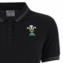 Wales Womens Travel Cotton Polo - Black 2025 - WRU 