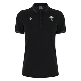 Wales Womens Travel Cotton Polo - Black 2025 - Front