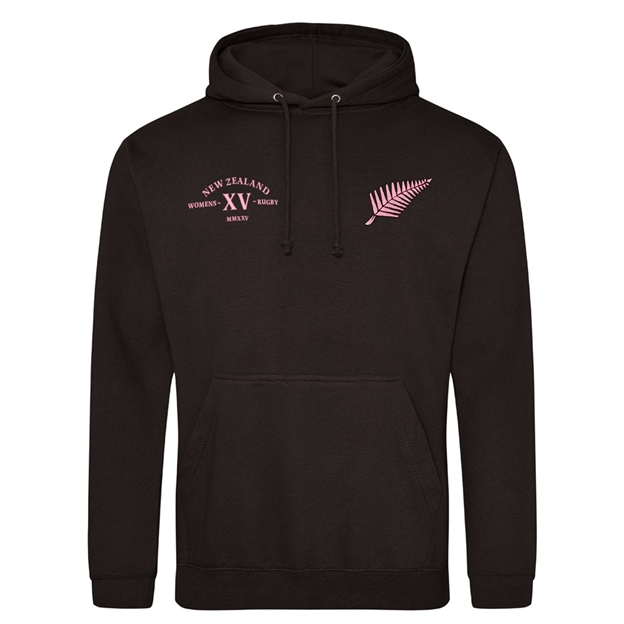 Womens World Cup New Zealand Adults Classic Hoodie Black - Front