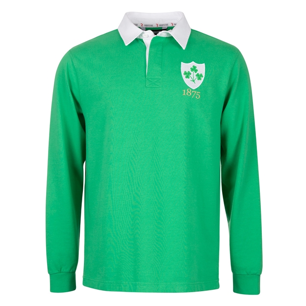 Ireland Mens 1875 Origins Rugby Shirt Long Sleeve Emerald Green - Front View