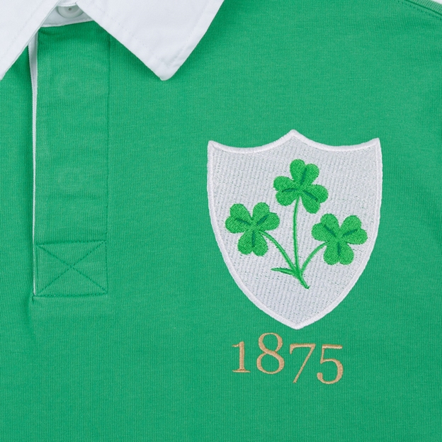 Ireland 1875 Heritage Pure Cotton Rugby Shirt - Long Sleeve Emerald Green