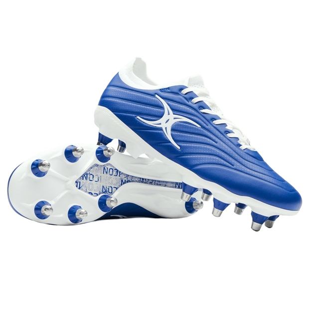 Gilbert Icon Power X V2 8 Stud Soft Ground Rugby Boots Blue - Front