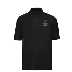 St Ronans Silver Band Kids Polo Shirt Black - Front View